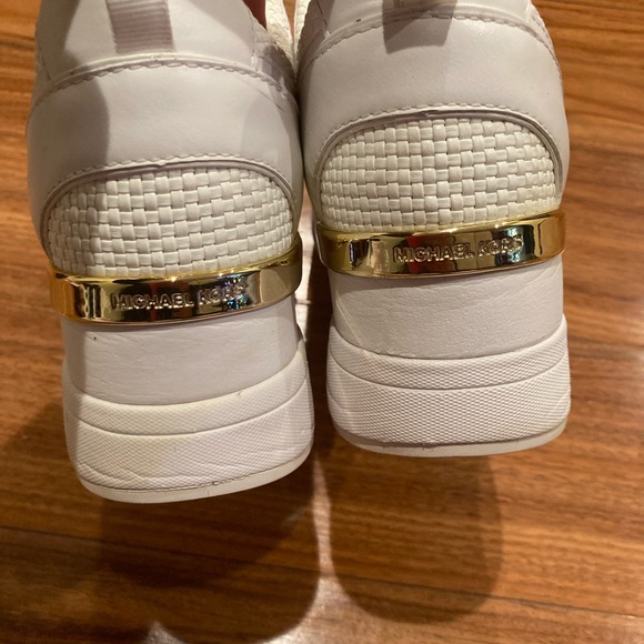 Michael Kors White and Gold Wedge Sneakers - Picture 5 of 9